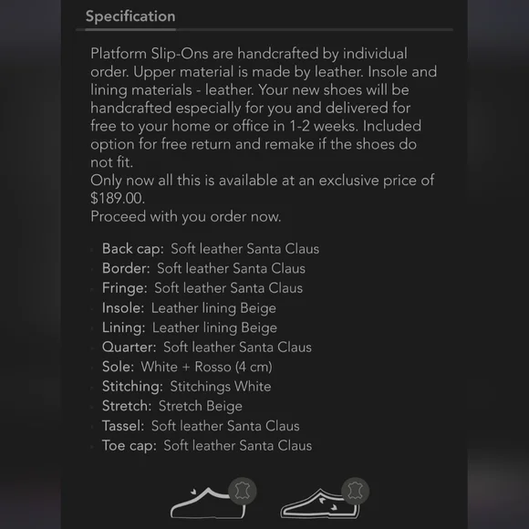 Girotti Platform Slip Ons6873 Soft Leather Santa Claus (Red) Size 42(EUR)/10(US) - Picture 6 of 6